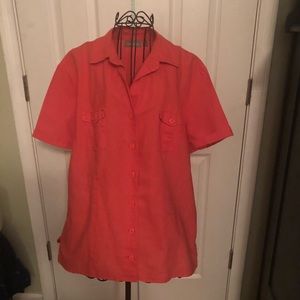 Orange buttoned down with collar.